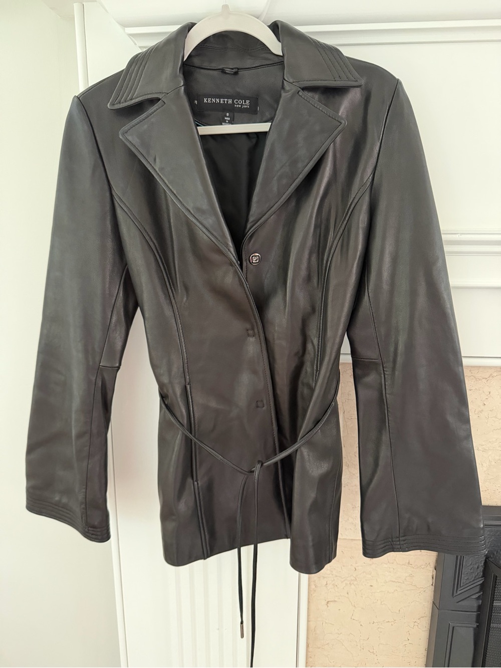 Kenneth Cole Black Leather Quiet Luxury Moto Bikercore Bell Sleeve Jacket